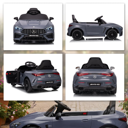 AIYAPLAY Kinder-Elektroauto, Mercedes-Design, 12V Motoren, Fernbedienung, LED-Lichter, Musik, für 3-6 Jahren Kinder, Grau