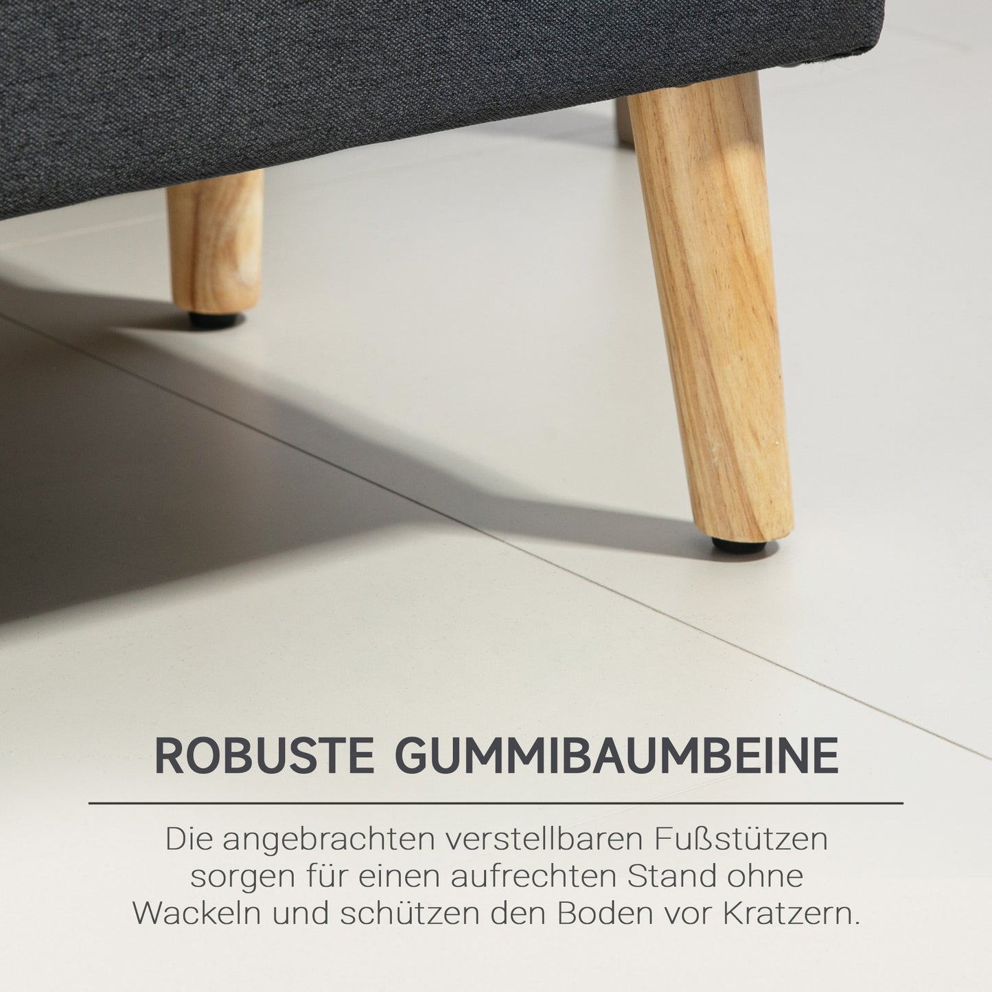 HOMCOM Polsterbank mit Stauraum, Bettbank in Leinenoptik, Kautschukholz, 110 x 39 x 45 cm, Dunkelgrau