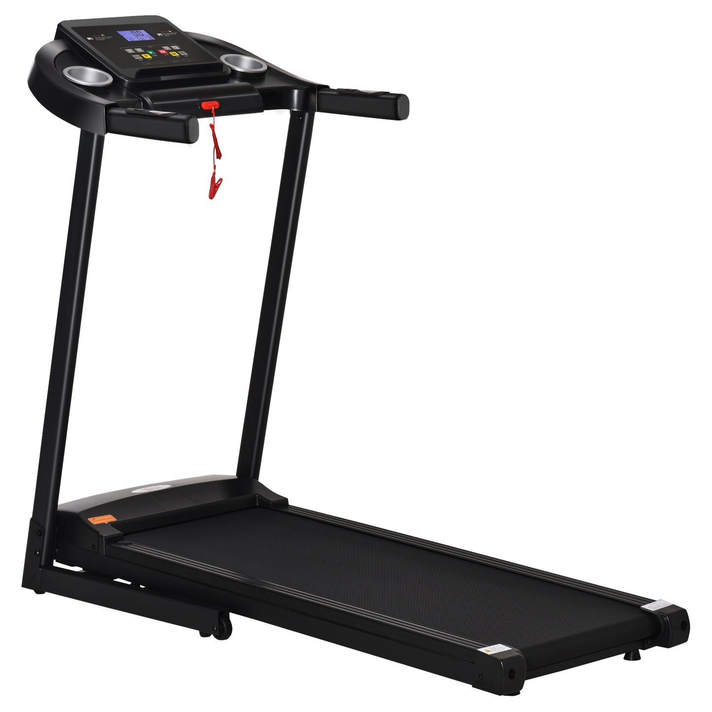 HOMCOM Laufband Klappbar elektrisch 500 W 1-12 km/h LED-Display Getränkehalter und Handyhalterung sehr gut geeignet für Home Gym Indoor Fitness Schwarz 134 x 60 x 118 cm