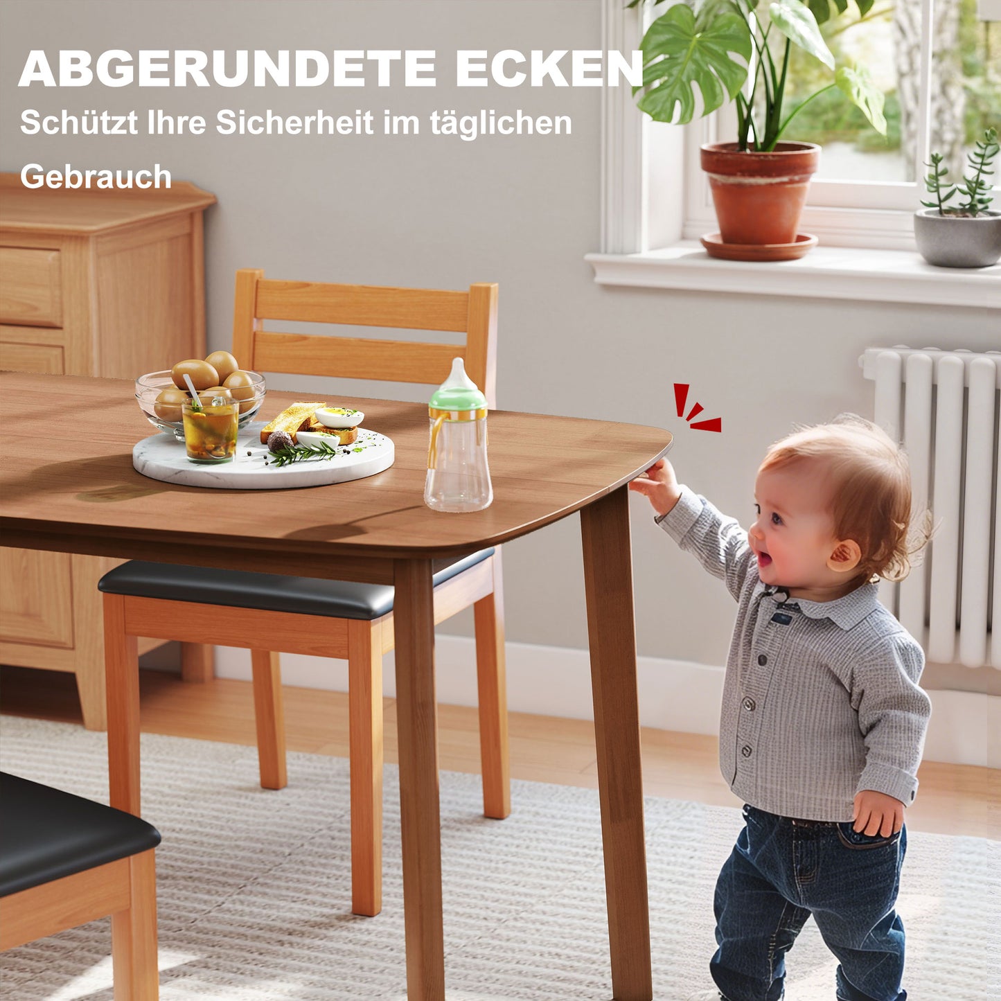 HOMCOM Esstisch, Landhausstil, lackierte Oberfläche, Holz, 150 x 80 cm, Braun