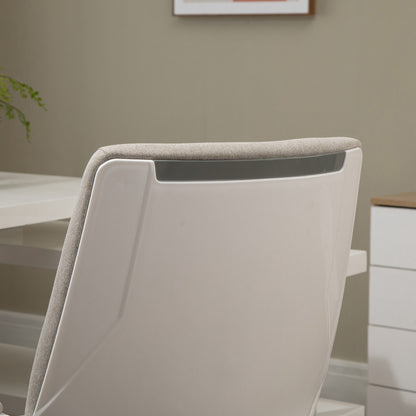 Vinsetto Bürostuhl Schreibtischstuhl Home-Office-Stuhl mit Wippenfunktion Rückenlehne höhenverstellbarer dick gepolstert ergonomisch 360°-Drehräder Polyester Nylon PP Beige+Weiß 62x69x92-100 cm