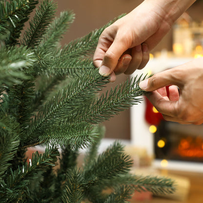 HOMCOM Künstlicher Weihnachtsbaum, 180 cm, dichte Zweige, realistisches Aussehen, flammenhemmend, Kunststoff, Metall, Grün