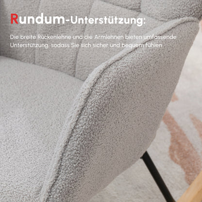 HOMCOM Schaukelstuhl im Retro-Design, Massivholz, Schwingsessel, 71 cm x 92 cm x 101 cm, Hellgrau
