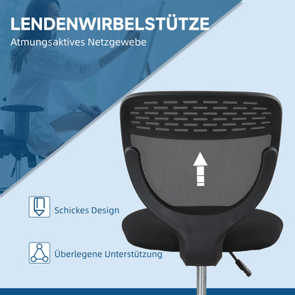 Vinsetto Bürostuhl, Arbeitsstuhl, Schreibtischstuhl, höhenverstellbar, gepolstert, Schwarz
