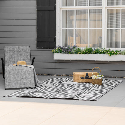 Outsunny Outdoor-Teppich, beidseitig nutzbar, strapazierfähig, Rand gegen Ausfransen, schwarz+weiß, 152 x 243 cm