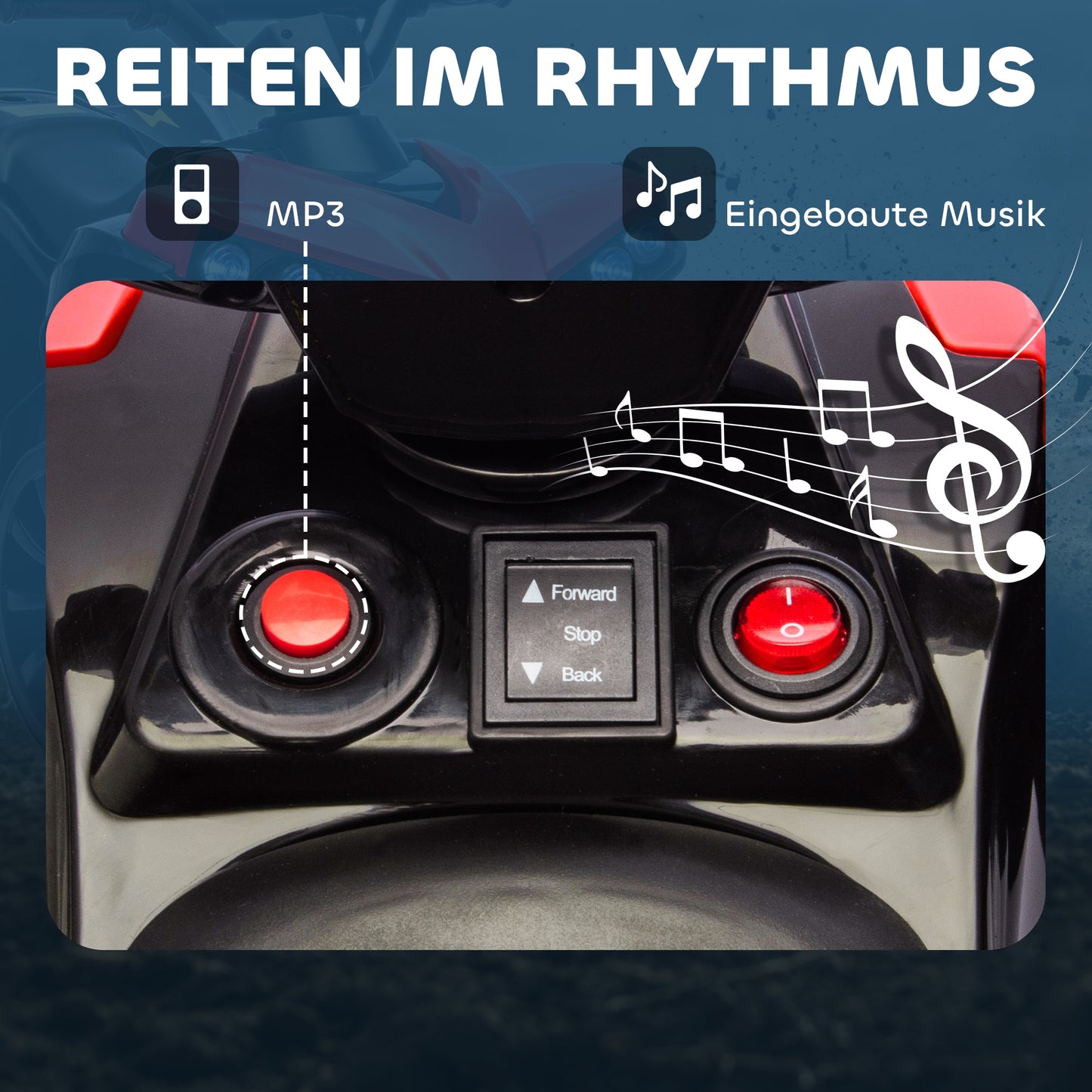 AIYAPLAY Kinder Quad Elektro 6V Kinderquad mit Vorwärts-, Rückwärtsfunktion, Musik, LED-Scheinwerfer Rot