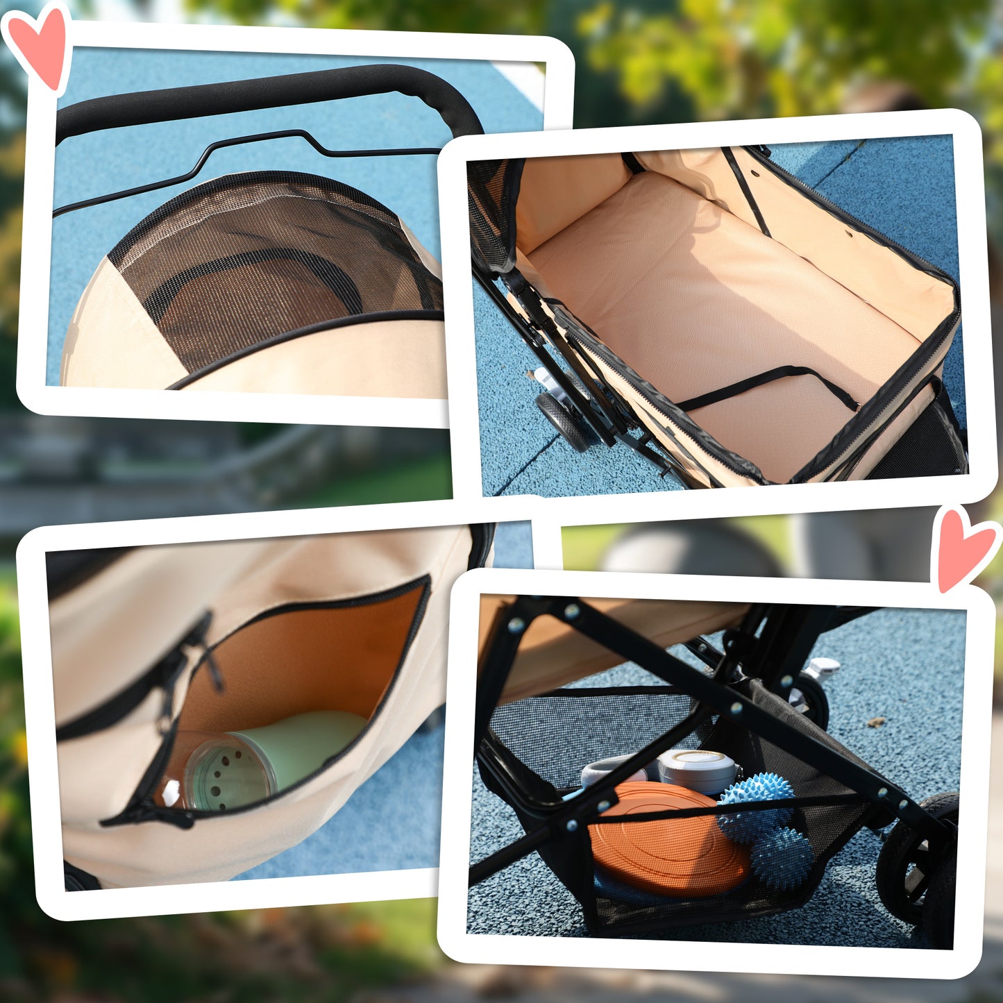 PawHut Hundewagen Hundebuggy klappbar, 1 Korb, 2 Bremsen, inkl. Sicherheitsleine, Hellbraun