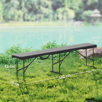 Outsunny Campingbank, Kunststoff-Outdoor-Bank, 240 kg Belastbarkeit, Schwarz