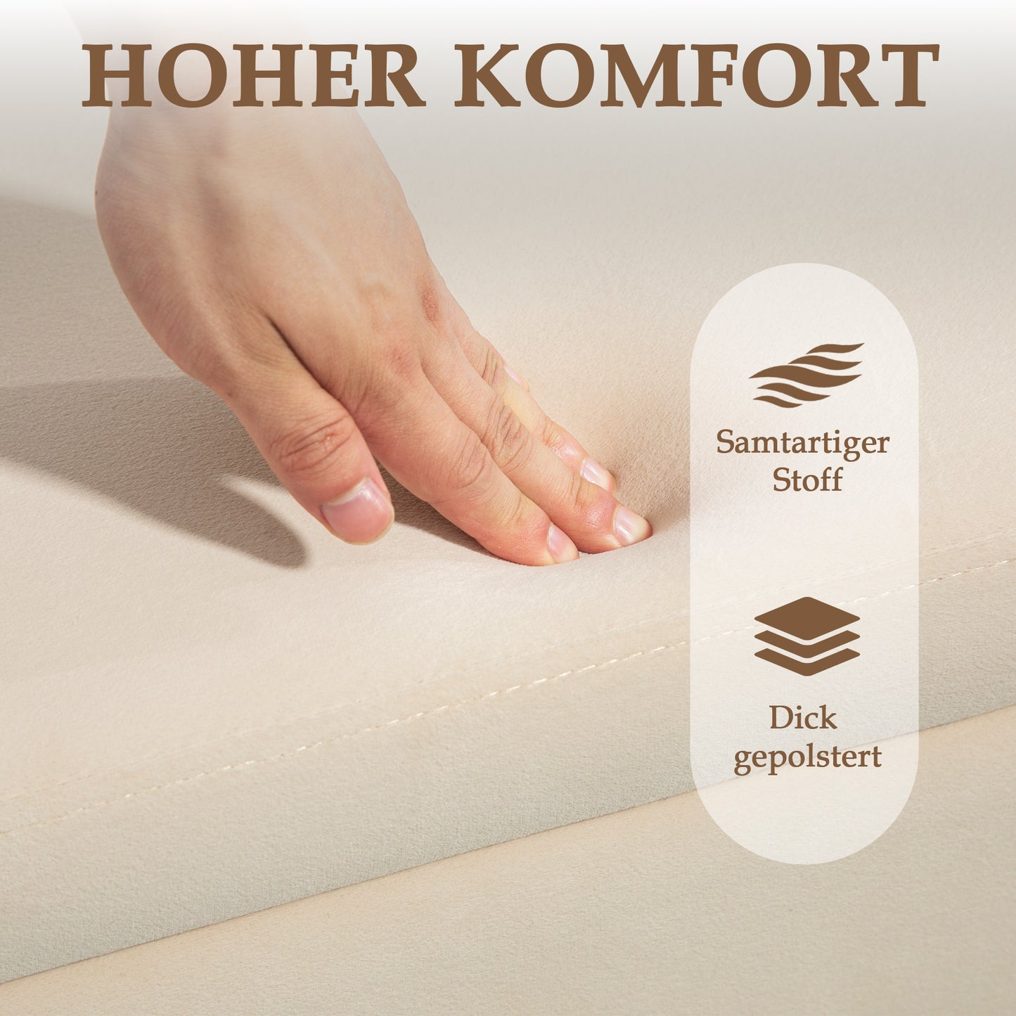 HOMCOM Polsterbank mit Stauraum, Truhenbank, Schaumstoff, Metall, Kautschukholz, 100 x 40 x 42 cm, Beige