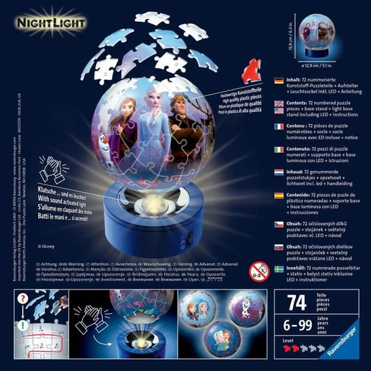 RAVENSBURGER - The Snow Queen 2 3D Round Puzzle 72 pieces Illuminated