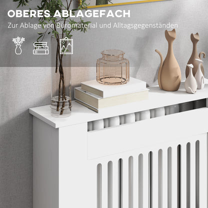 HOMCOM Heizkörperverkleidung, Heizungsabdeckung, 78 x 19 x 81cm, Heizkörper-Abdeckung für Schlafzimmer, Wohnzimmer, MDF, Weiß