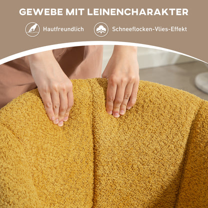 HOMCOM Sessel, Polsterstuhl mit bequemer Sitzschale, drehbar, kuscheliger Bezug, bis 120 kg, Gelb
