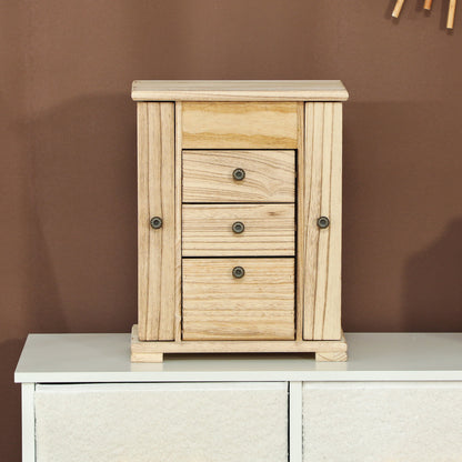 HOMCOM Schmuckbox, Schmuckschatulle, 4-stufiges Layout, integrierter Spiegel, Holz, Braun