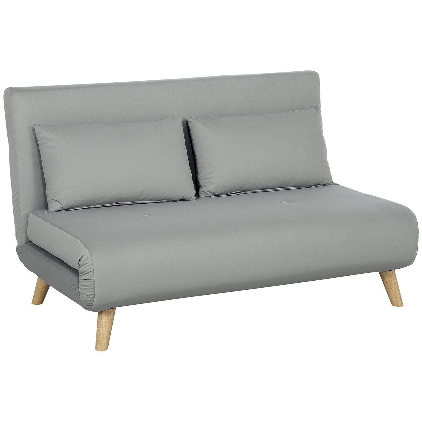 HOMCOM Schlafsofa Relaxsofa Sofa Couch, inkl. 2 Kissen, Samtoptik, 130 x 78 x 79 cm, Hellgrau