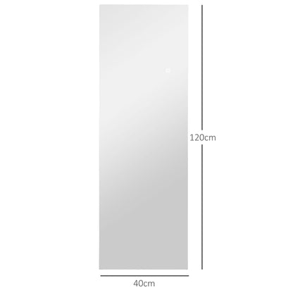 HOMCOM LED Ganzkörperspiegel, dimmbar, rahmenlos, Touch-Steuerung, 40 x 120 cm