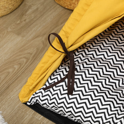 PawHut Tierbett, drolliges Tipi-Design, mit weichem Liegekissen, Bodenmatte, für Hunde und Katzen, 60 x 60 x 76 cm