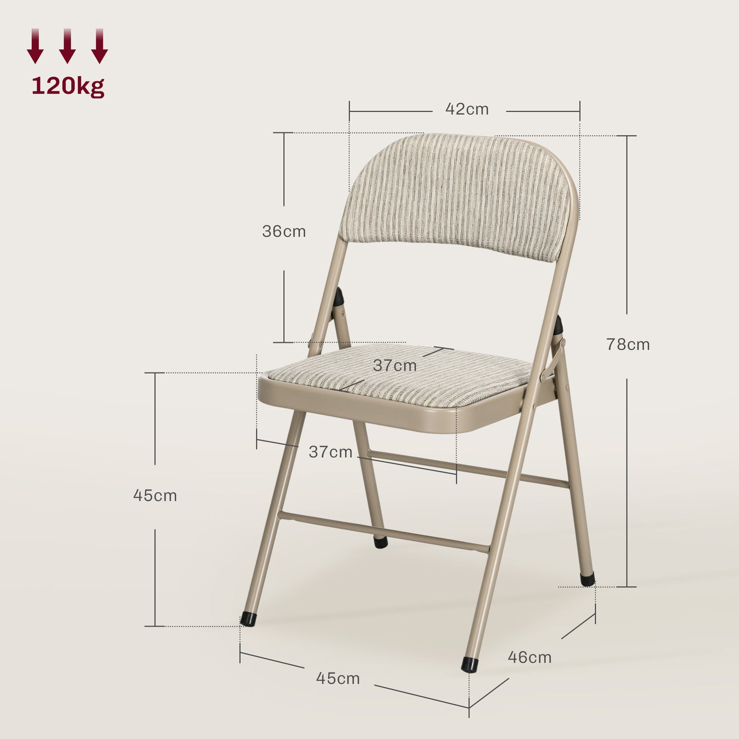 HOMCOM 4er-Set Klappstühle, Tragbare Bürostühle, Stahlbeine, Faltstuhl für Büro, Empfang, Wartezimmer, Leinenoptik Beige