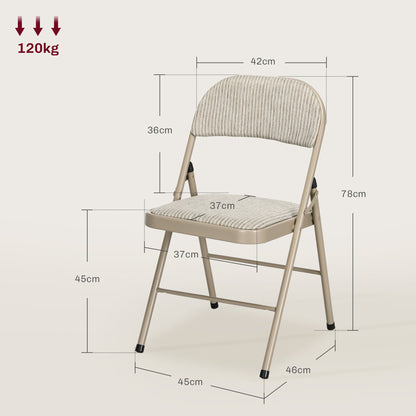 HOMCOM 4er-Set Klappstühle, Tragbare Bürostühle, Stahlbeine, Faltstuhl für Büro, Empfang, Wartezimmer, Leinenoptik Beige