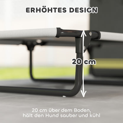 PawHut Tragbares erhöhtes Hundebett, erhöhtes Haustierbett mit atmungsaktivem Netz, für große Hunde, Hellgrau