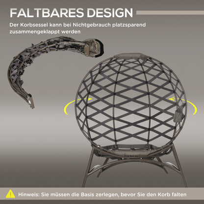 Outsunny Gartenstuhl-Set, 2-tlg., Hocker/Beistelltisch, gr. Sitzkissen, Stahlrahmen, Farbe: Sand, 118 x 75 x 142 cm