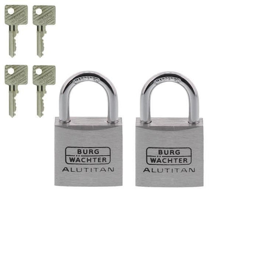 Set of 2 padlocks - BURG WACHTER - DUO 770 30 SB - 30 mm Alutitan, double locking, anti-pick