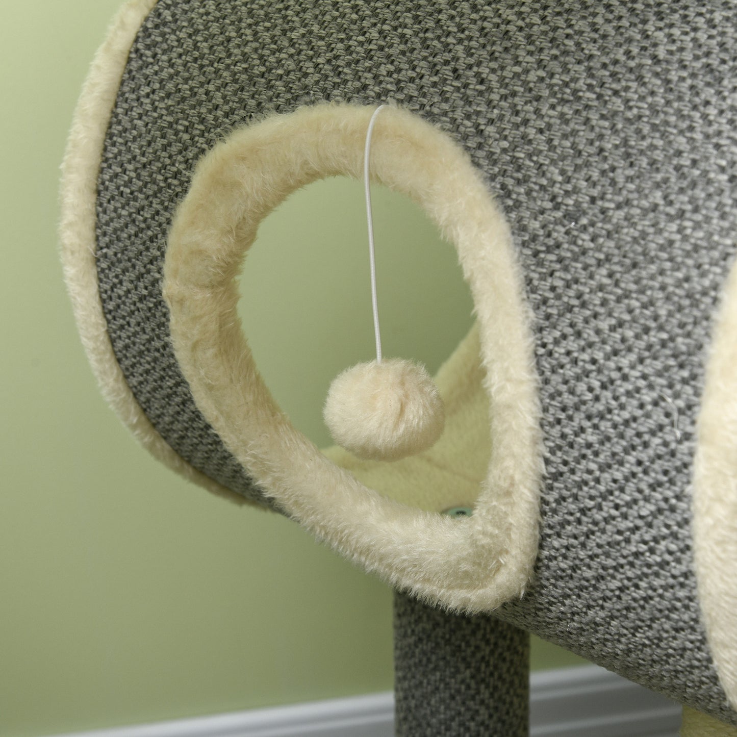 PawHut Kratzbaum Katzenbaum, 1 Katzenhöhle, 2 Liegeflächen, 60 cm x 40 cm x 104 cm, Grau + Natur