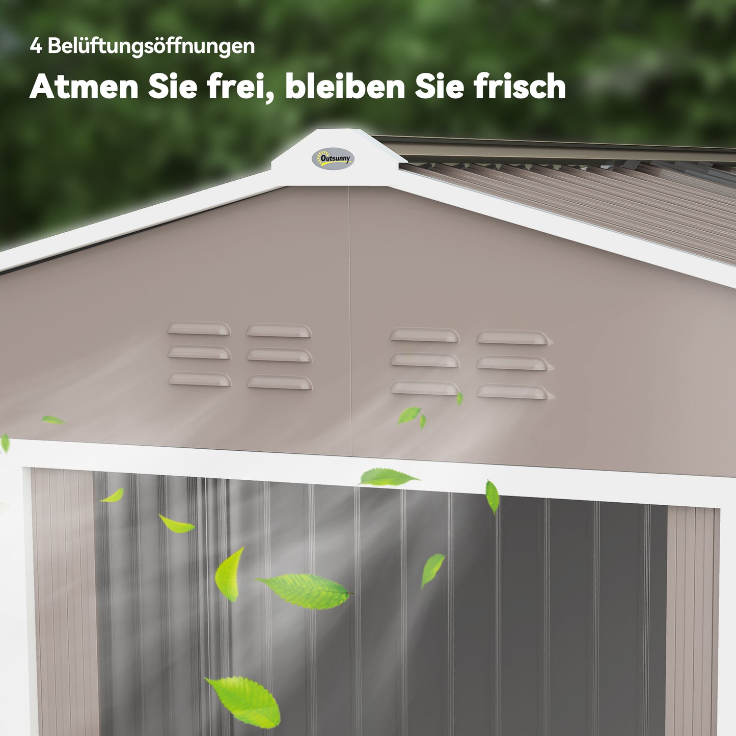 Outsunny Geräteschuppen aus Metall mit Schiebetüren und Belüftungsfenstern, 277 x 195 x 192 cm, Hellgrau