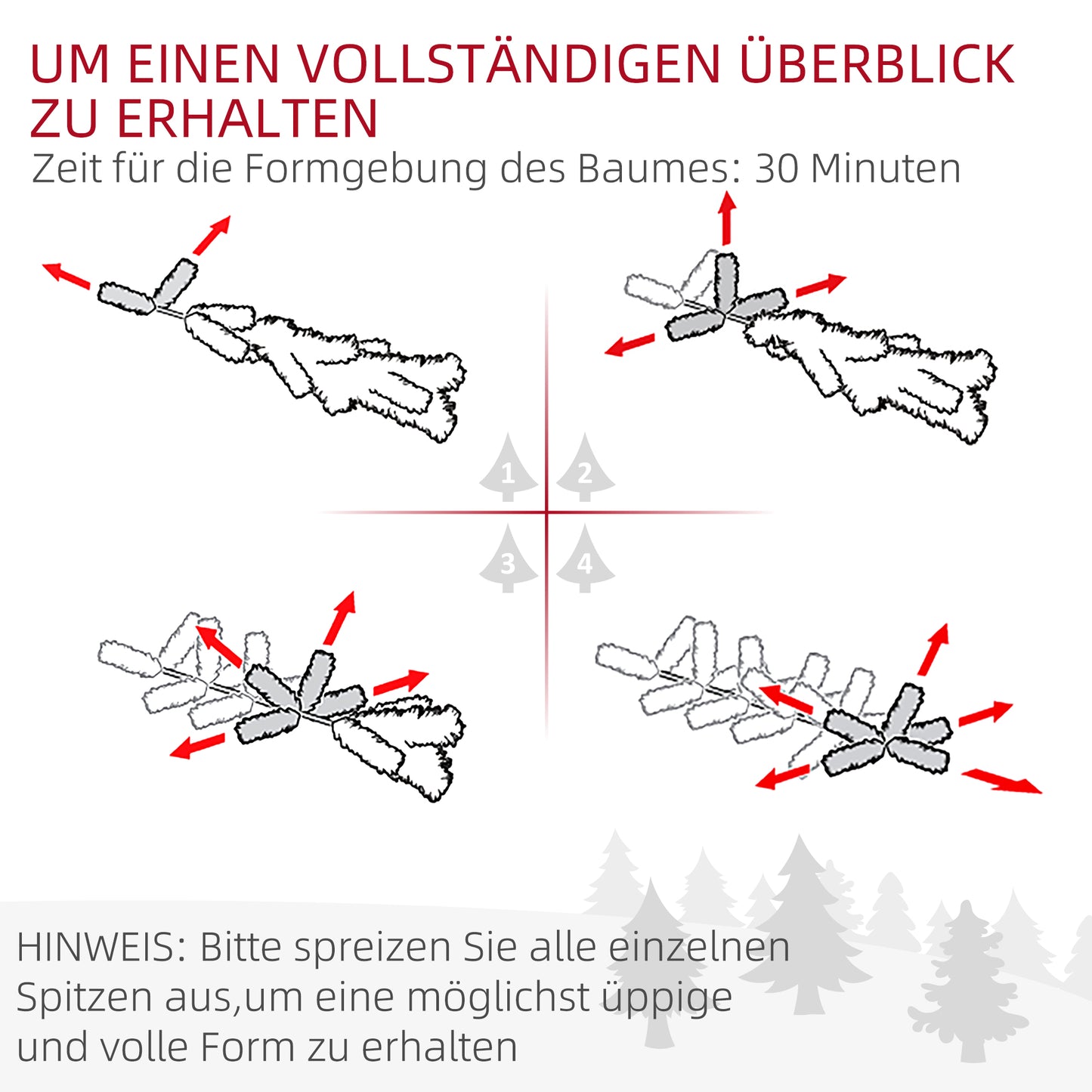 HOMCOM Künstlicher Weihnachtsbaum 180 cm Kieferbaum künstlich mit 795 Spitzen, klappbar Füße Stahlrahmen