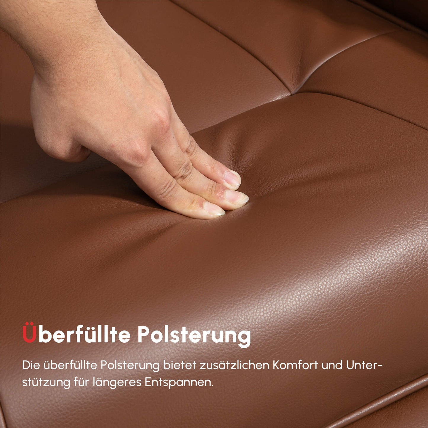 HOMCOM Relaxsessel, 145° neigbar, verstellbare Fußstütze, Kunstleder, 360° drehbar, bis 120 kg, Braun