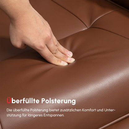 HOMCOM Relaxsessel, 145° neigbar, verstellbare Fußstütze, Kunstleder, 360° drehbar, bis 120 kg, Braun