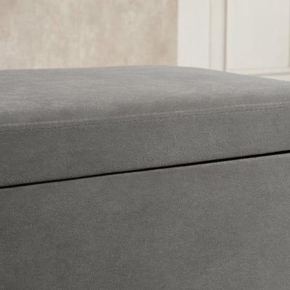 HOMCOM Sitzbank, Polsterbank mit Stauraum, Truhenbank, Metall, Schaumstoff, Kautschukholz, Kohlegrau, 110 x 43 x 45 cm