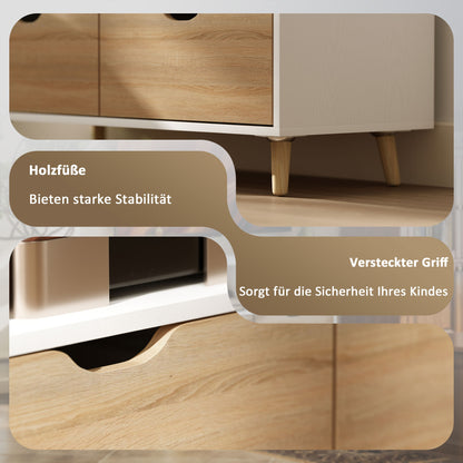 HOMCOM TV-Schrank, TV-Kommode mit Schubladen, Offene Regale, Holz, 99 x 39 x 58 cm, Weiß