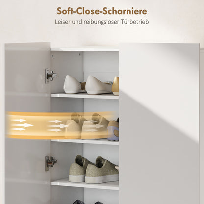 HOMCOM 5-stufiger Schuhschrank für 20 Paar Schuhe, verstellbare Regale, für Eingangsbereich, Flur, Holz, Weiß