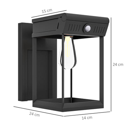 Outsunny Garten-Solarlicht Außenleuchte Solarlampe, wetterbeständig, Bewegungssensor, 14 cm x 24 cm x 24 cm, Schwarz