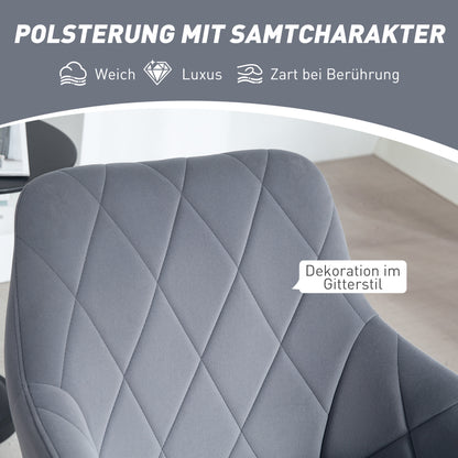 HOMCOM Akzentstuhl im Retro-Design Samtoptik 58 cm x 60,5 cm x 79 cm Stahl Grau