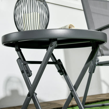 Outsunny Klappbarer Beistelltisch, Outdoor-Klapptisch, mit Tischplatte aus gehärtetem Glas, für Terrasse, 45 x 45 x 50 cm Schwarz