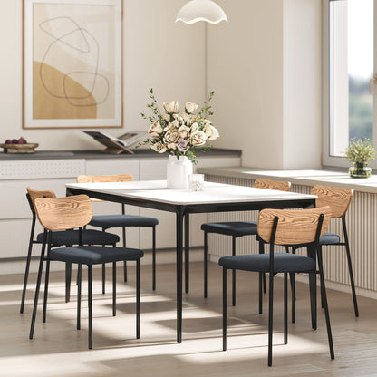 HOMCOM 2er-Set Esszimmerstühle, Leinenoptik, armloses Design, Metallbeine, Grau