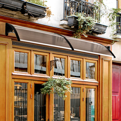 Outsunny Vordach Schutzdach. 75 x 195 x 23 cm, UV-Beständig, Wasserbeständig, Braun