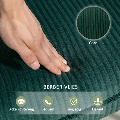 HOMCOM Schaukelstuhl, Buchenholz-Kufen, dicke Polsterung, Dunkelgrün, bis 120 kg