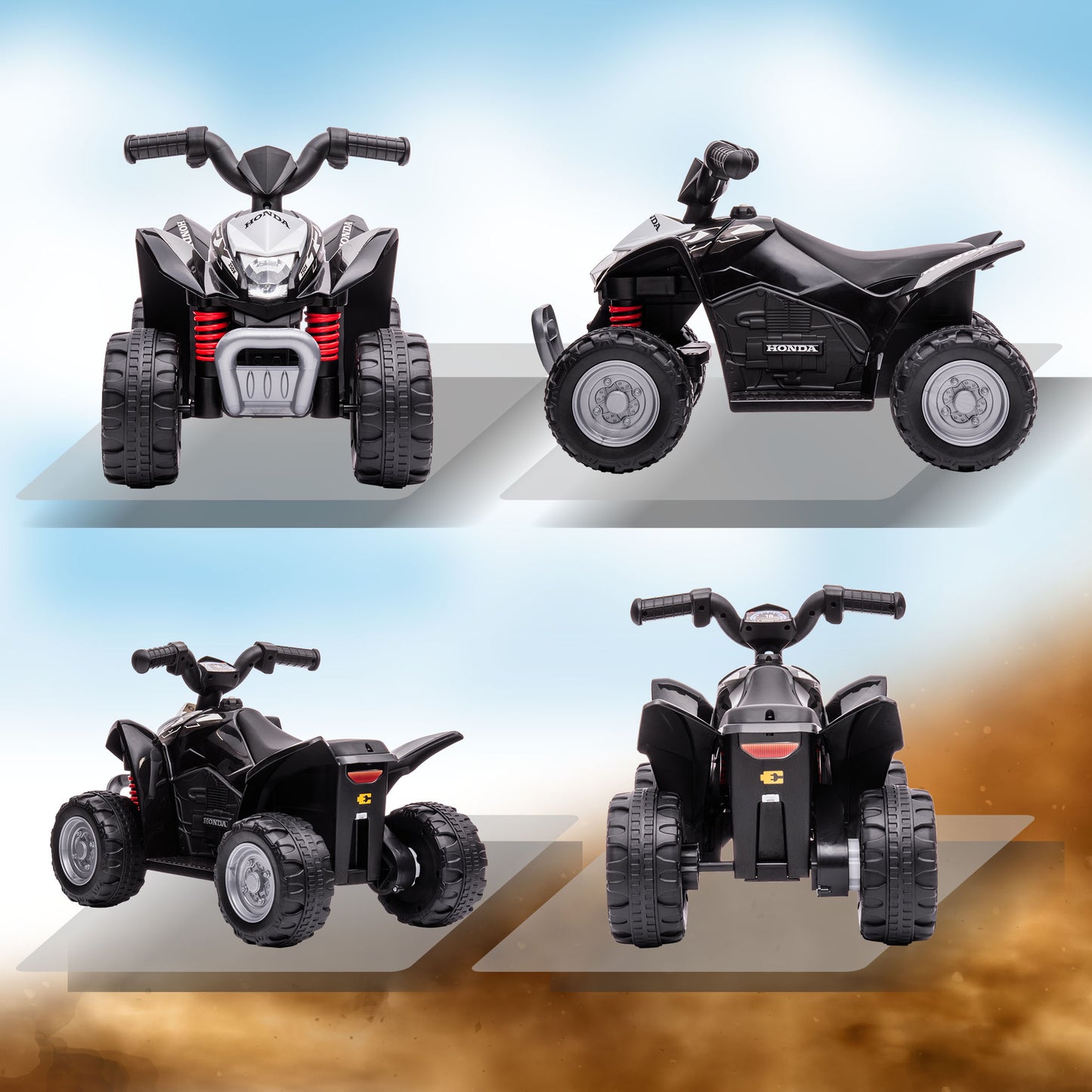 AIYAPLAY Elektroquad, Kinderquad, 2,8 km/h, LED-Scheinwerfer, für 1,5-3 Jahre, schwarz, 65,5 x 38,5 x 43,5cm