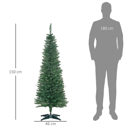 HOMCOM Weihnachtsbaum künstliche Künstliche Tanne Christbaum, inkl Ständer Weihnachtsstern 1,5 m, Grün
