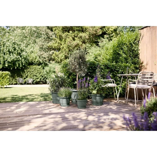Flowerpot - ELHO - Amiga Round 35 - Green - L 35 x W 34.5 x H 26 cm - Outdoor - 100% recycled