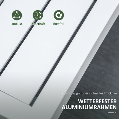 Outsunny Gartenmöbel-Set für 3 Personen mit Beistelltisch Sofa mit Kissen L-Form Outdoor Aluminium Cremeweiß