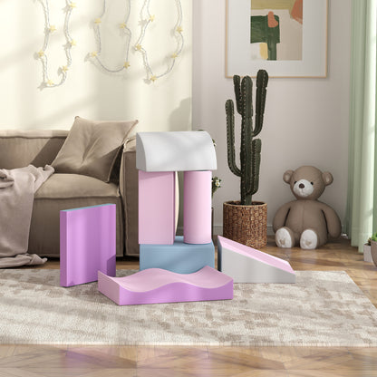 HOMCOM Schaumstoff-Bausteine für Kinder, fördert Kreativität, Kunstleder, 40x40x20 cm, Mehrfarbig, 1-3 Jahre