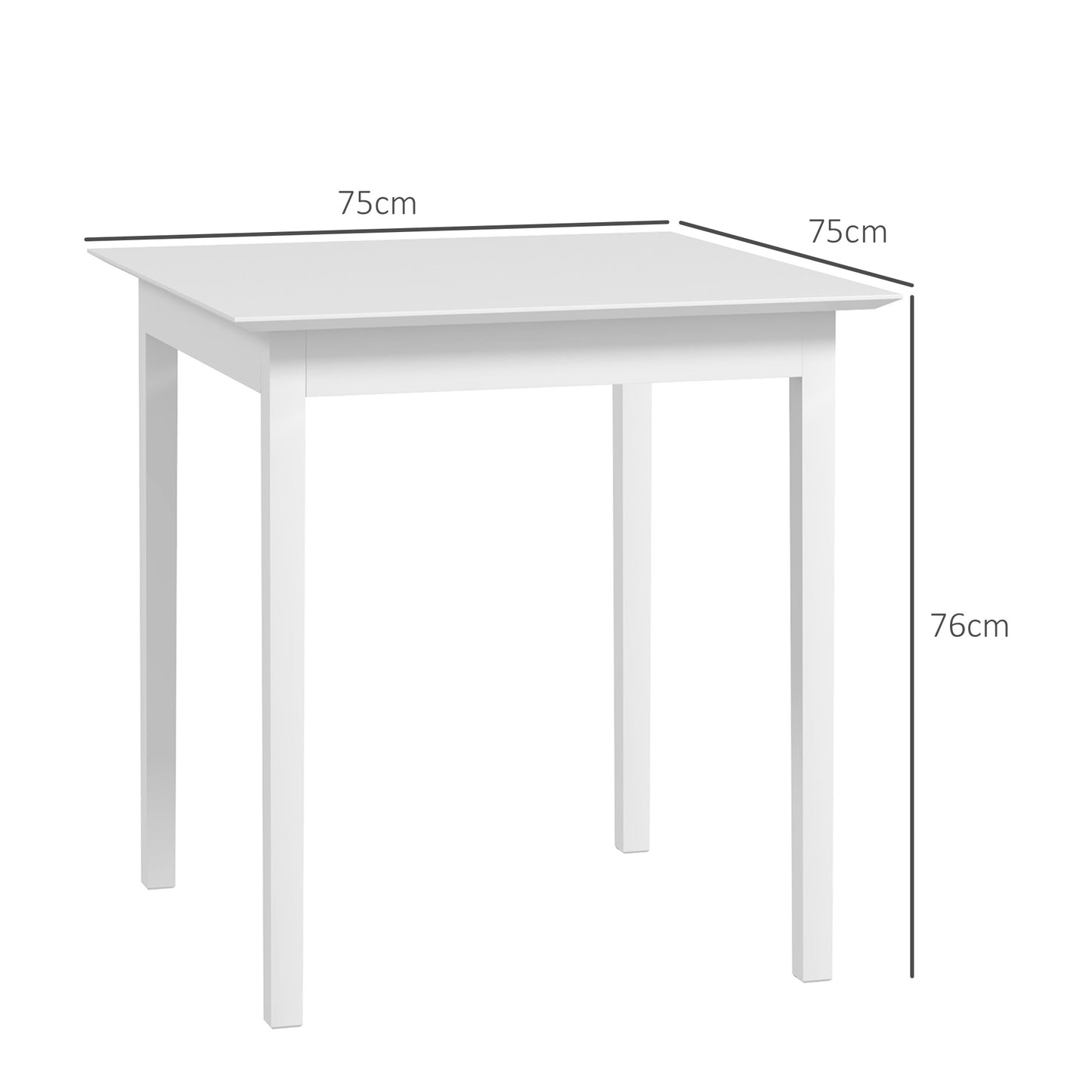 HOMCOM Küchentisch Esstisch Quadratischer Tisch, modernes Design, 75 cm x 75 cm x 76 cm, Weiß
