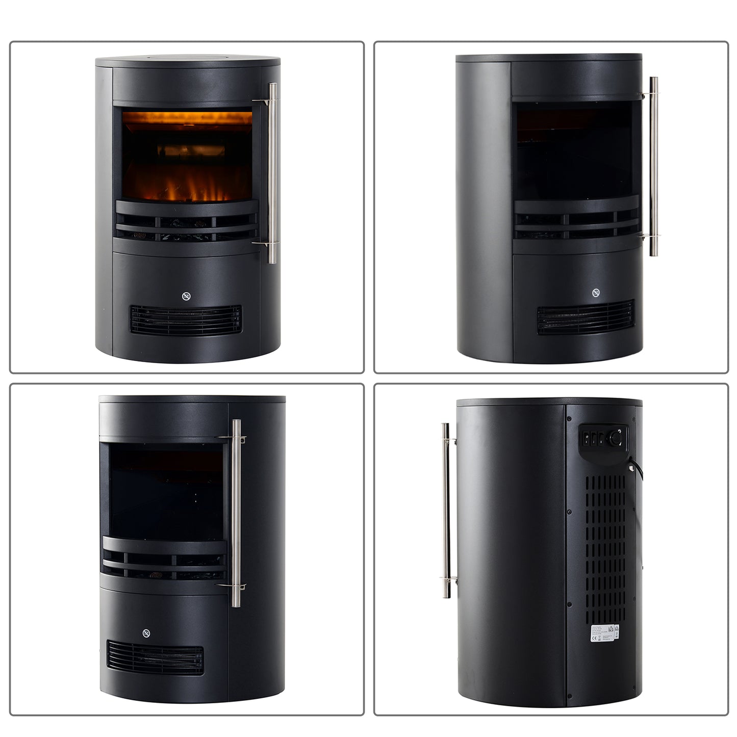 HOMCOM Elektrokamin mit Heizung, elektrischer Kamin mit LED Flammeneffekt, 900/2000W Dekokamin, elektrisch Kaminfeuer Kaminofen, Schwarz