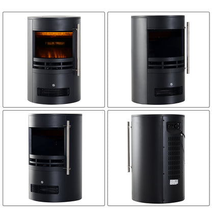 HOMCOM Elektrokamin mit Heizung, elektrischer Kamin mit LED Flammeneffekt, 900/2000W Dekokamin, elektrisch Kaminfeuer Kaminofen, Schwarz