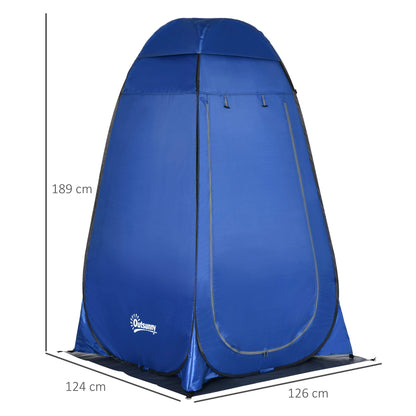 Outsunny Pop up Duschzelt Toilettenzelt Camping Umkleidezelt mit Tragetasche Mobile Outdoor Toilette Umkleidekabine Lagerzelt Dunkelblau 126 x 124 x 189 cm