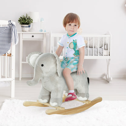 AIYAPLAY Schaukelpferd, Elefant, Soundeffekte, sichere Basis, für 2-4 Jahre, 64,5x31x52 cm, Grau