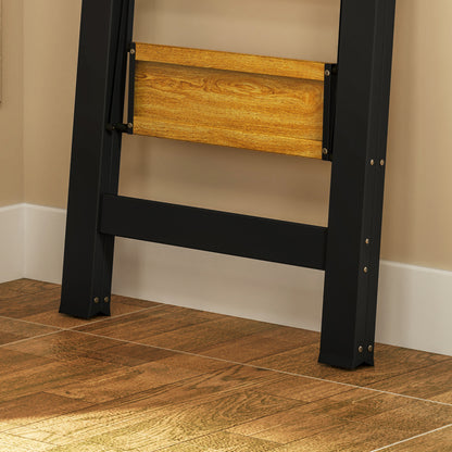 HOMCOM 2-stufige Trittleiter, Metall, faltbar, rutschfeste Plattform, Schwarz